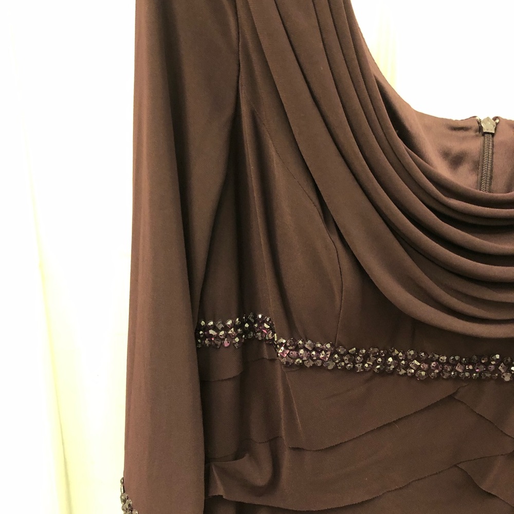 Eggplant Cowl Neck Tiered Ruffle Midi Dress